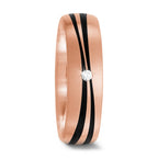 Anillo de pareja oro rosa de 585/14 kt, Carbón Diamante 0.02 ct, tw-si