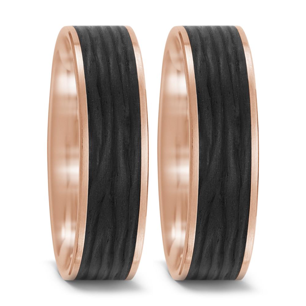 Anillo de pareja oro rosa de 585/14 kt, Carbón
