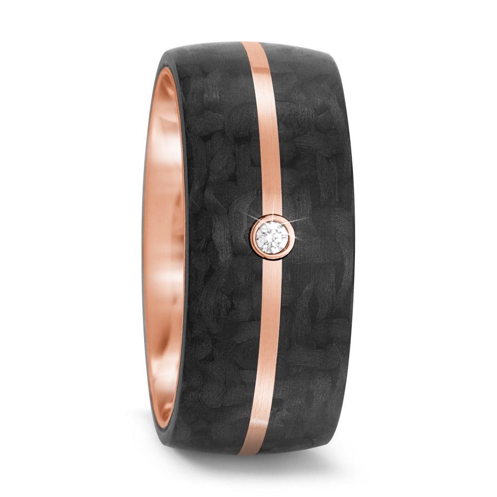 Anillo de pareja oro rosa de 585/14 kt, Carbón Diamante 0.02 ct, tw-si