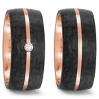 Anillo de pareja oro rosa de 585/14 kt, Carbón Diamante 0.02 ct, tw-si