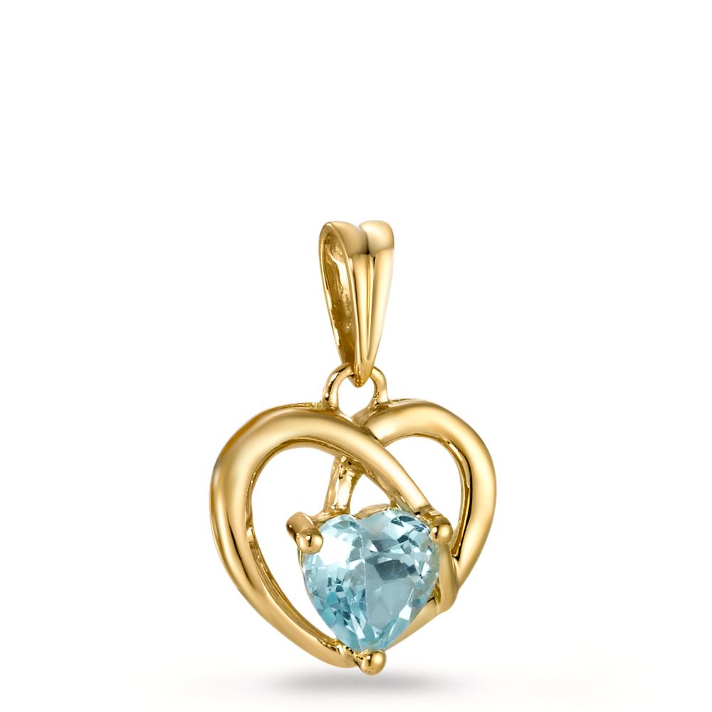 Colgante 750/oro amarillo de 18 quilates Topacio azul Corazón Ø12 mm