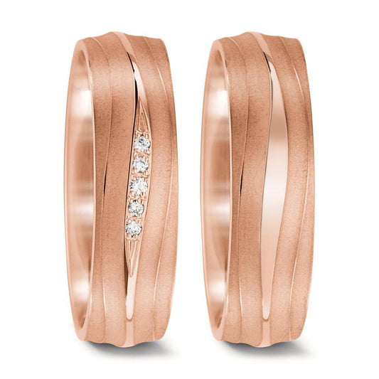 Anillo de pareja 750/oro rosa de 18 quilates Diamante 0.028 ct, 5 piedras, tw-vsi