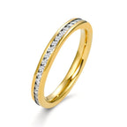 Anillo de memoria Acero inoxidable Circonita Amarillo Recubierto de IP