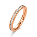Anillo de memoria Acero inoxidable Circonita Rosa Recubierto de IP