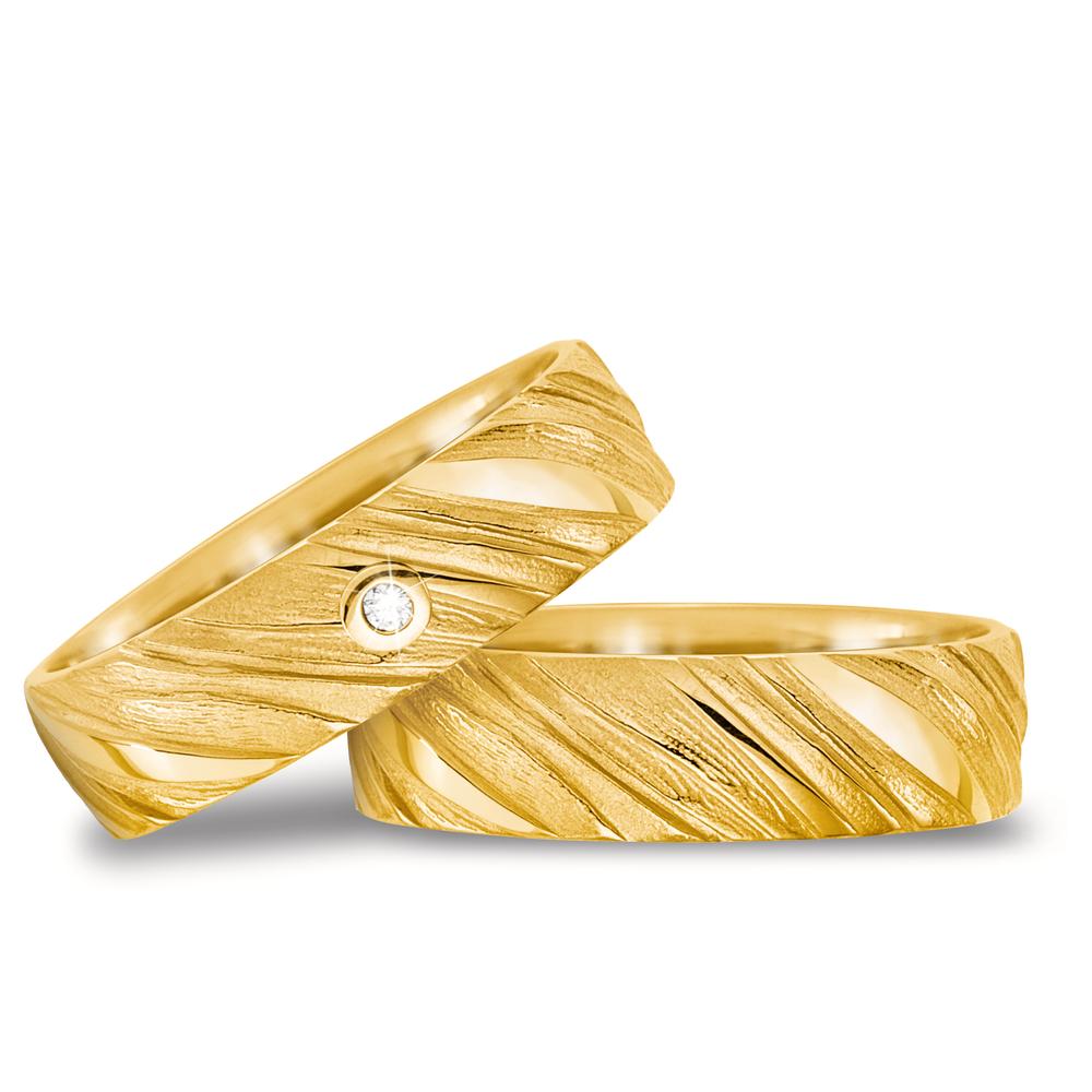 Anillo de pareja 750/oro amarillo de 18 quilates Diamante 0.04 ct, w-si