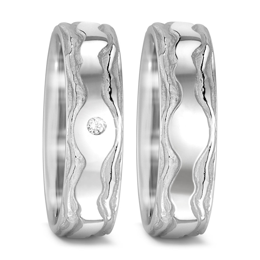 Anillo de pareja 750/oro blanco de 18 quilates Diamante 0.045 ct, w-si