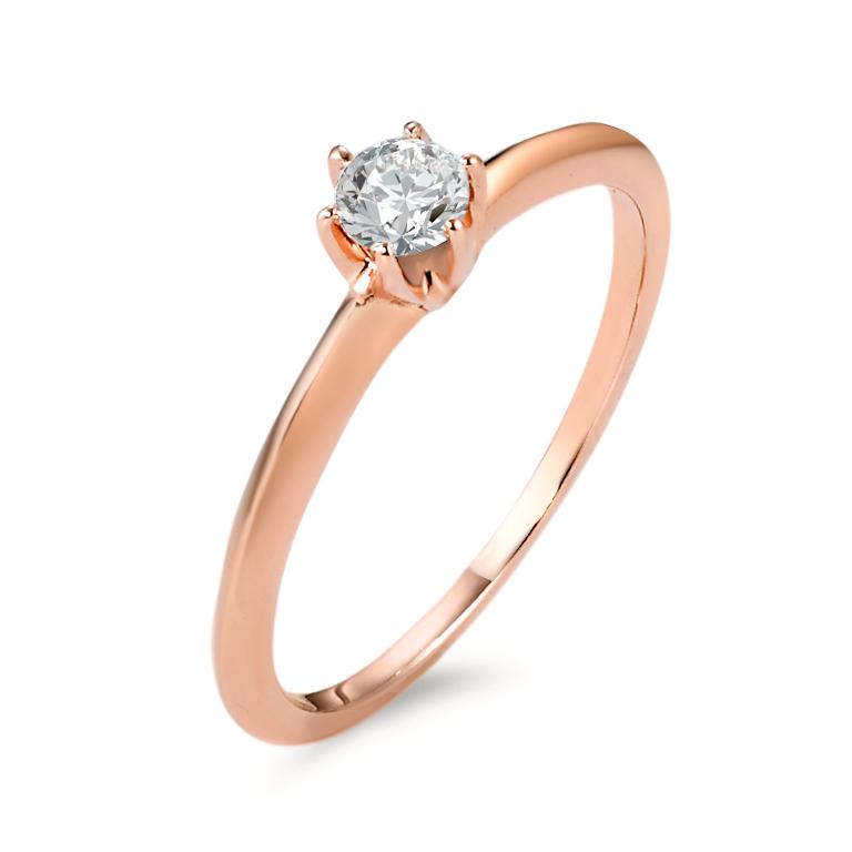 Anillo solitario oro rosa de 585/14 kt Diamante 0.20 ct, w-si