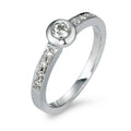 Anillo solitario Oro blanco de 585/14 kt. Diamante 0.25 ct, 9 piedras, w-si