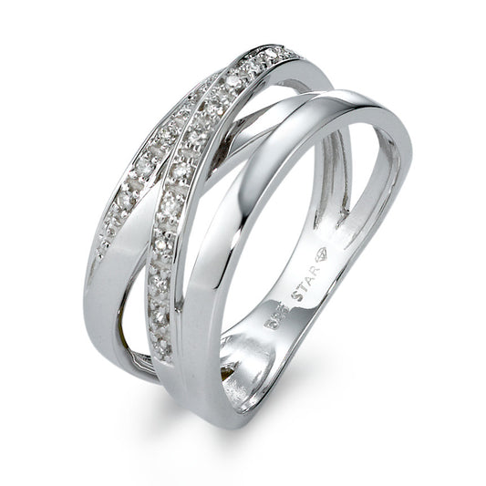 Anillo de dedo Oro blanco de 585/14 kt. Diamante 0.10 ct, 17 piedras, w-si