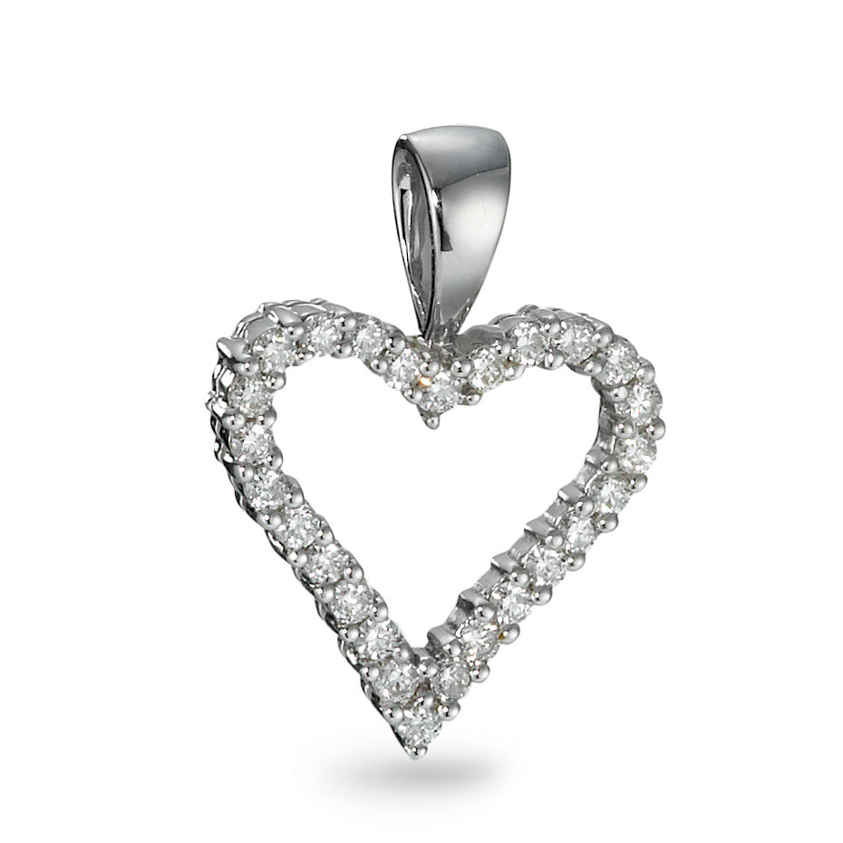 Colgante 750/oro blanco de 18 quilates Diamante 0.31 ct, 26 piedras, w-si Corazón Ø14 mm