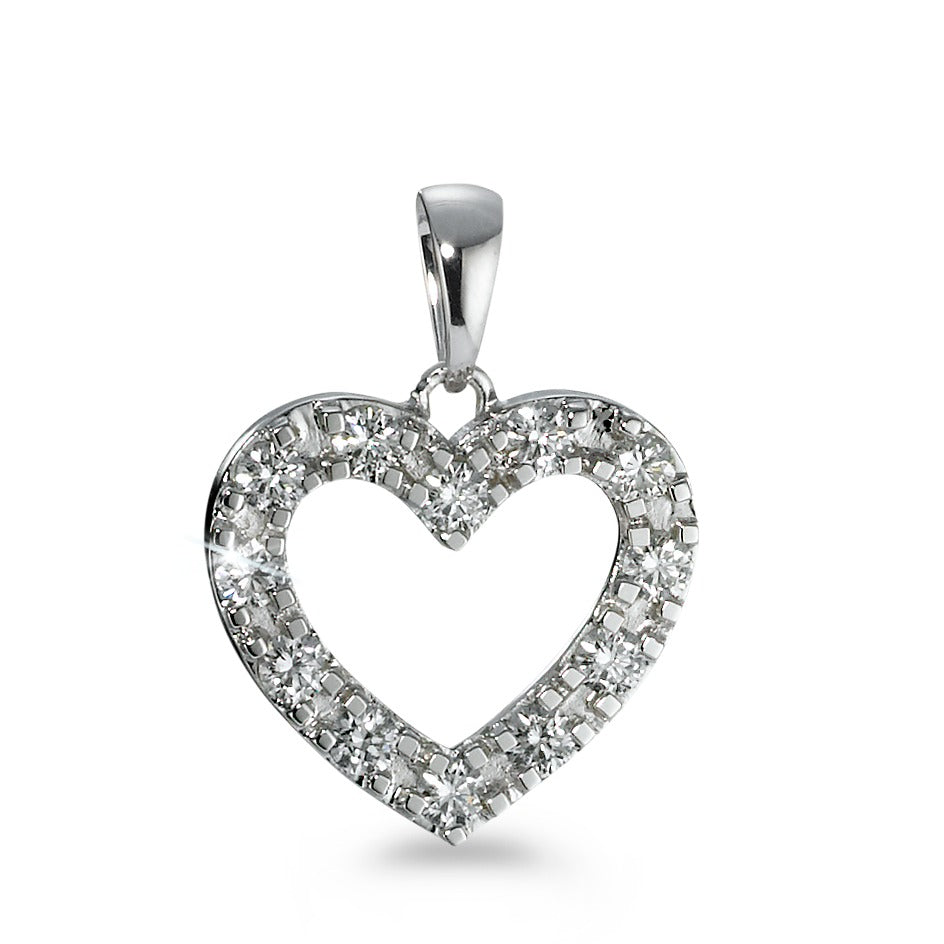 Colgante 750/oro blanco de 18 quilates Diamante 0.60 ct, 12 piedras, w-si Corazón Ø17 mm