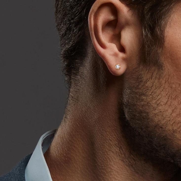 Pendientes 750/oro amarillo de 18 quilates Circonita 2 piedras Ø2.5 mm