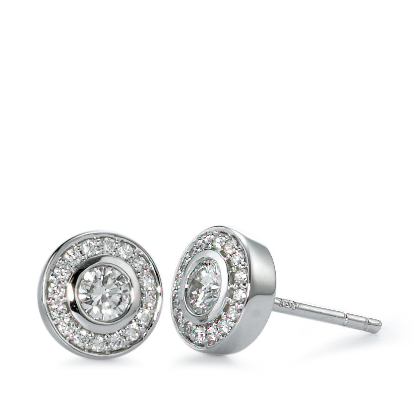 Pendientes 750/oro blanco de 18 quilates Diamante 0.39 ct, 34 piedras, w-si Ø7 mm