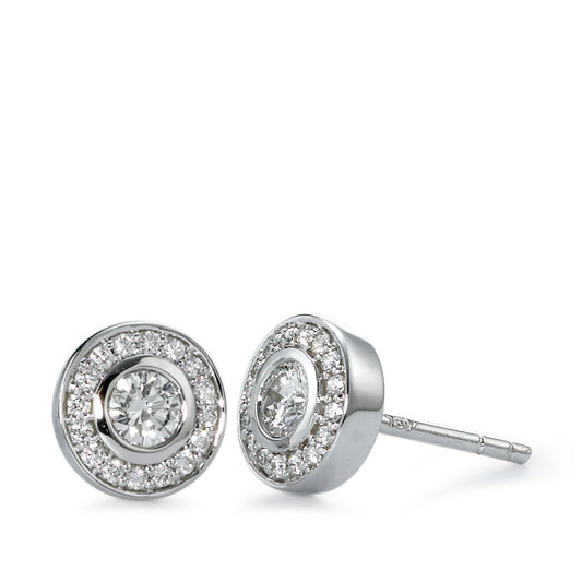 Pendientes 750/oro blanco de 18 quilates Diamante 0.39 ct, 34 piedras, w-si Ø7 mm
