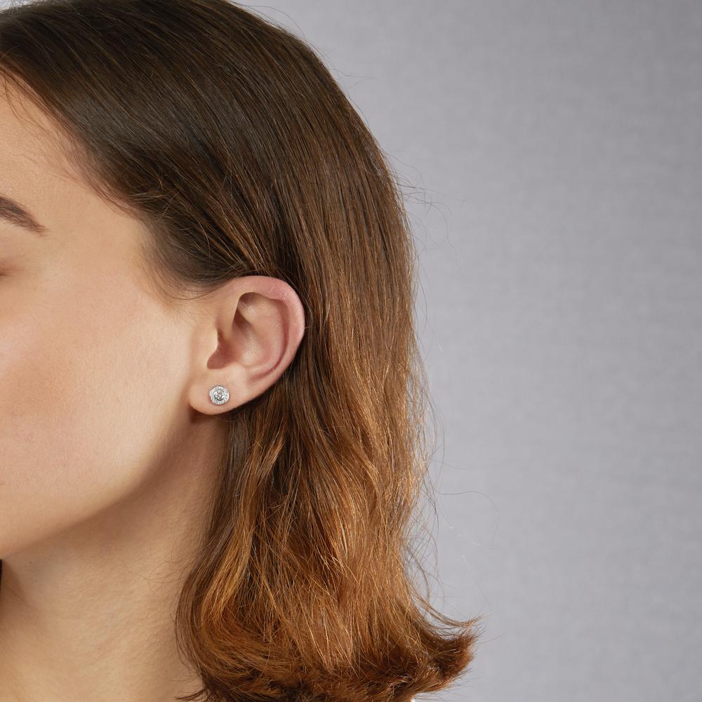 Pendientes 750/oro blanco de 18 quilates Diamante 0.39 ct, 34 piedras, w-si Ø7 mm