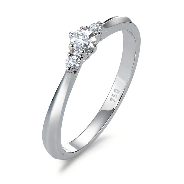 Anillo de dedo 750/oro blanco de 18 quilates Diamante 0.19 ct, 3 piedras, w-si