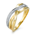 Anillo de dedo 750/oro amarillo de 18 quilates, 750/oro blanco de 18 quilates Diamante 0.13 ct, 27 piedras, w-si