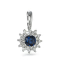 Colgante 750/oro blanco de 18 quilates Zafiro azul, Diamante blanco, 0.18 ct, 25 piedras, [Brillant], w-si