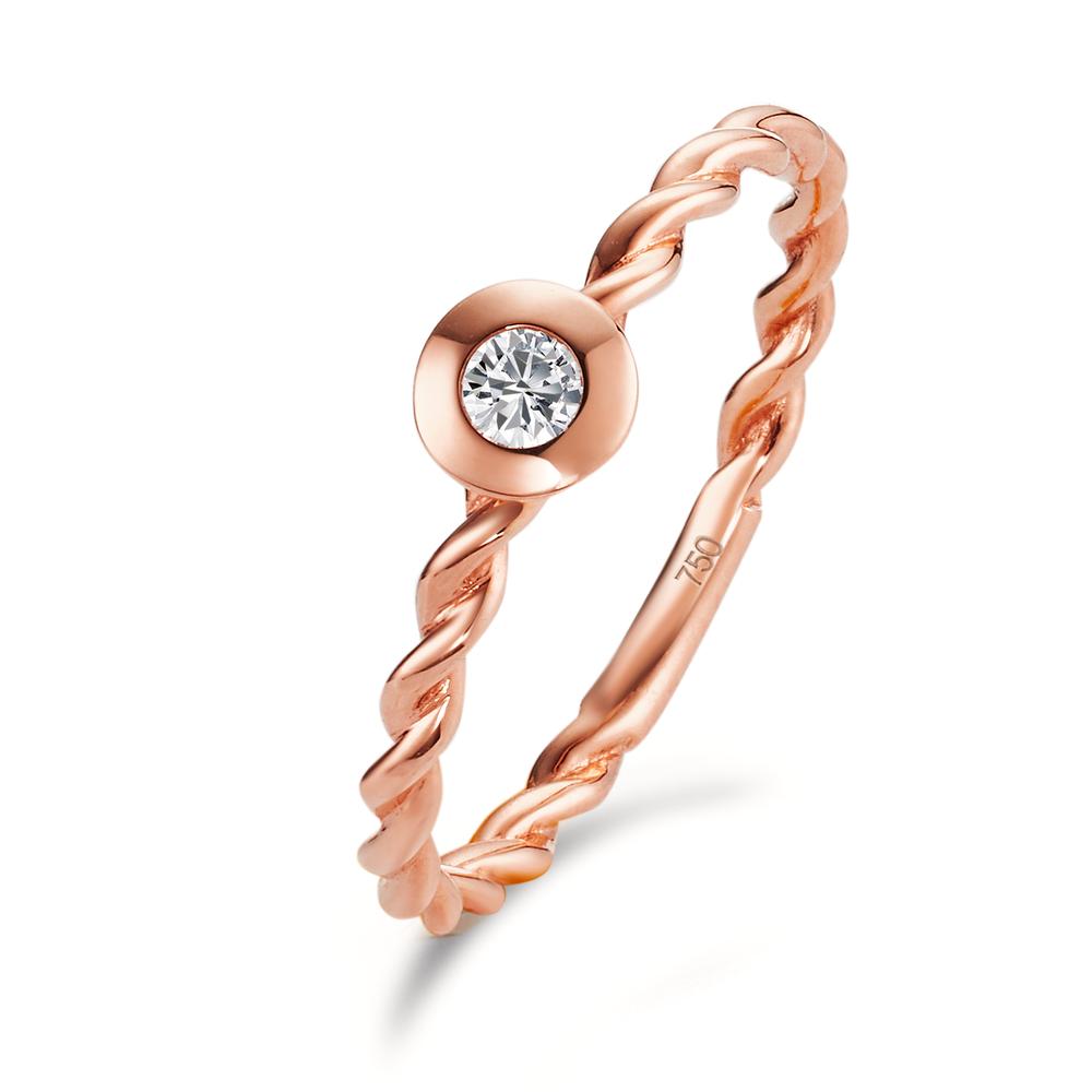 Anillo solitario 750/oro rojo de 18 quilates Diamante 0.07 ct, [Brillant], w-si