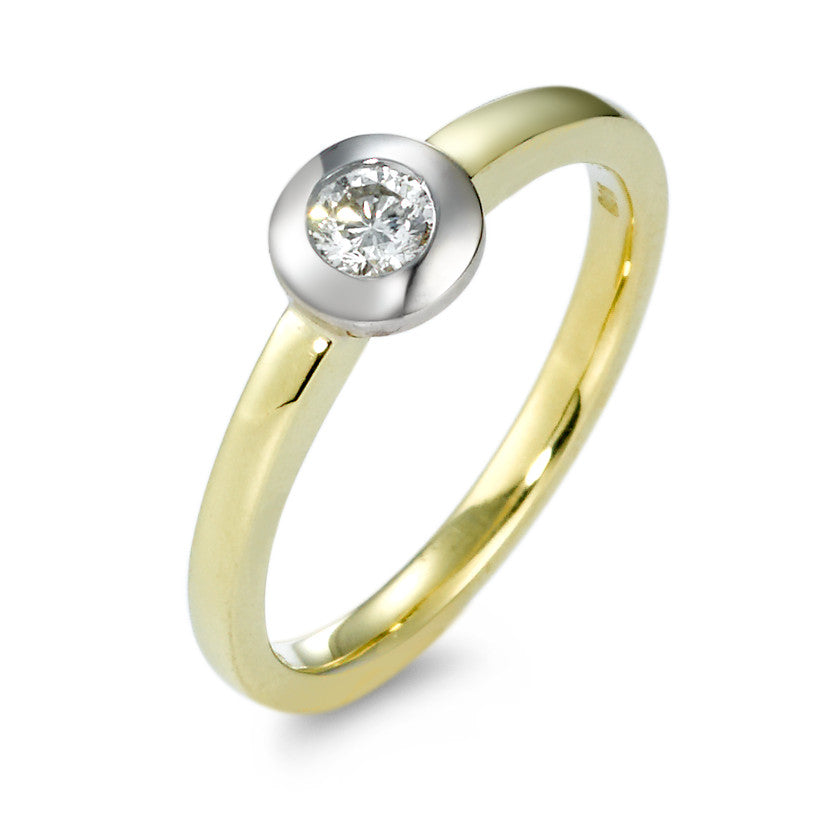 Anillo solitario Oro amarillo de 585/14 kt., Oro blanco de 585/14 kt. Diamante 0.15 ct, w-si