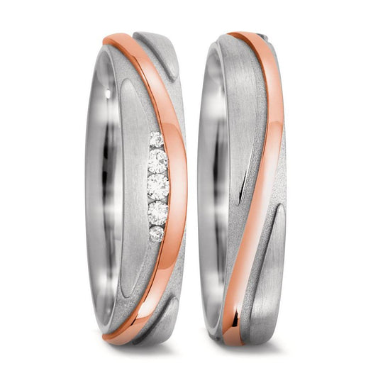 Anillo de pareja 750/oro blanco de 18 quilates, 750/oro rojo de 18 quilates