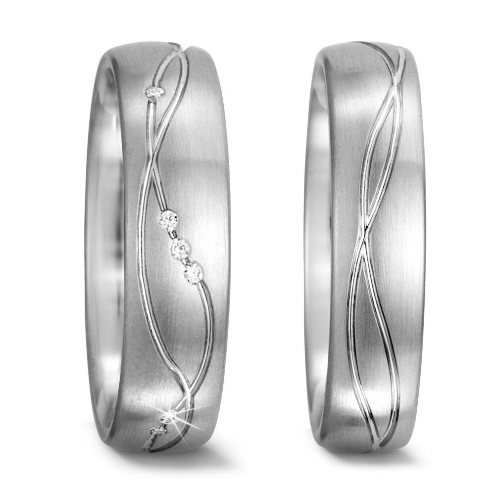 Anillo de pareja 750/oro blanco de 18 quilates