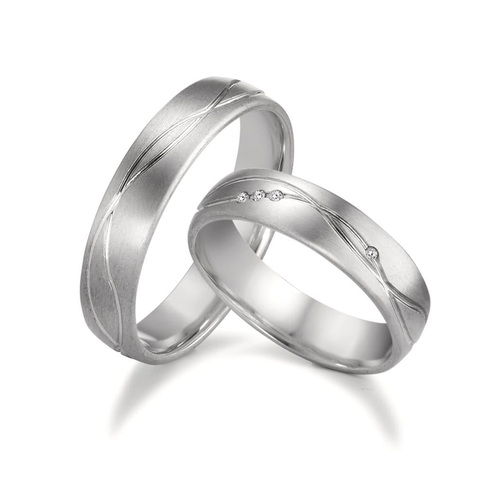 Anillo de pareja 750/oro blanco de 18 quilates Diamante blanco, 0.055 ct, 11 piedras, tw-vsi