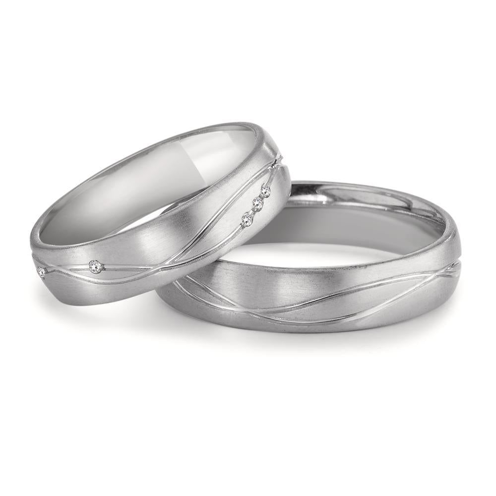 Anillo de pareja 750/oro blanco de 18 quilates Diamante blanco, 0.055 ct, 11 piedras, tw-vsi