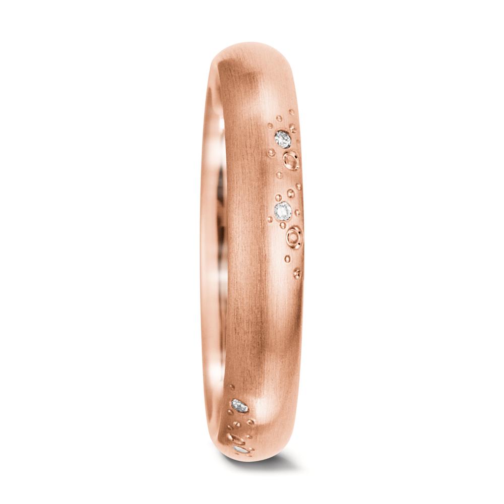Anillo de pareja 750/oro rosa de 18 quilates Diamante blanco, 0.045 ct, 9 piedras, tw-vsi
