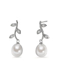 Pendientes Plata Circonita 6 piedras Rodio plateado Perla cultivada de agua dulce, 8.5 mm