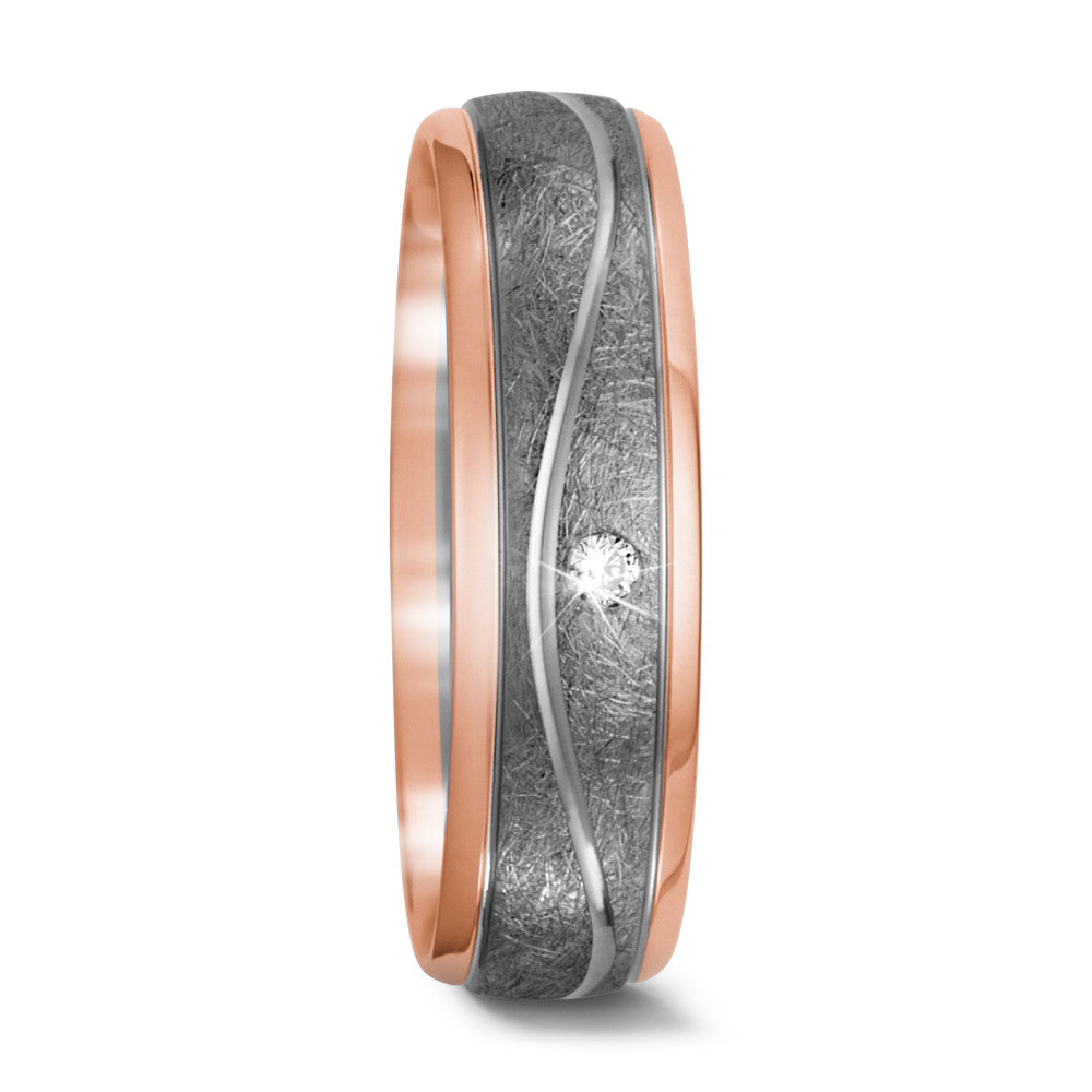 Anillo de pareja 750/oro rojo de 18 quilates, 500 paladio Diamante 0.02 ct, w-si