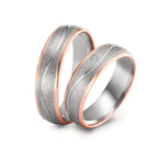 Anillo de pareja 750/oro rojo de 18 quilates, 500 paladio