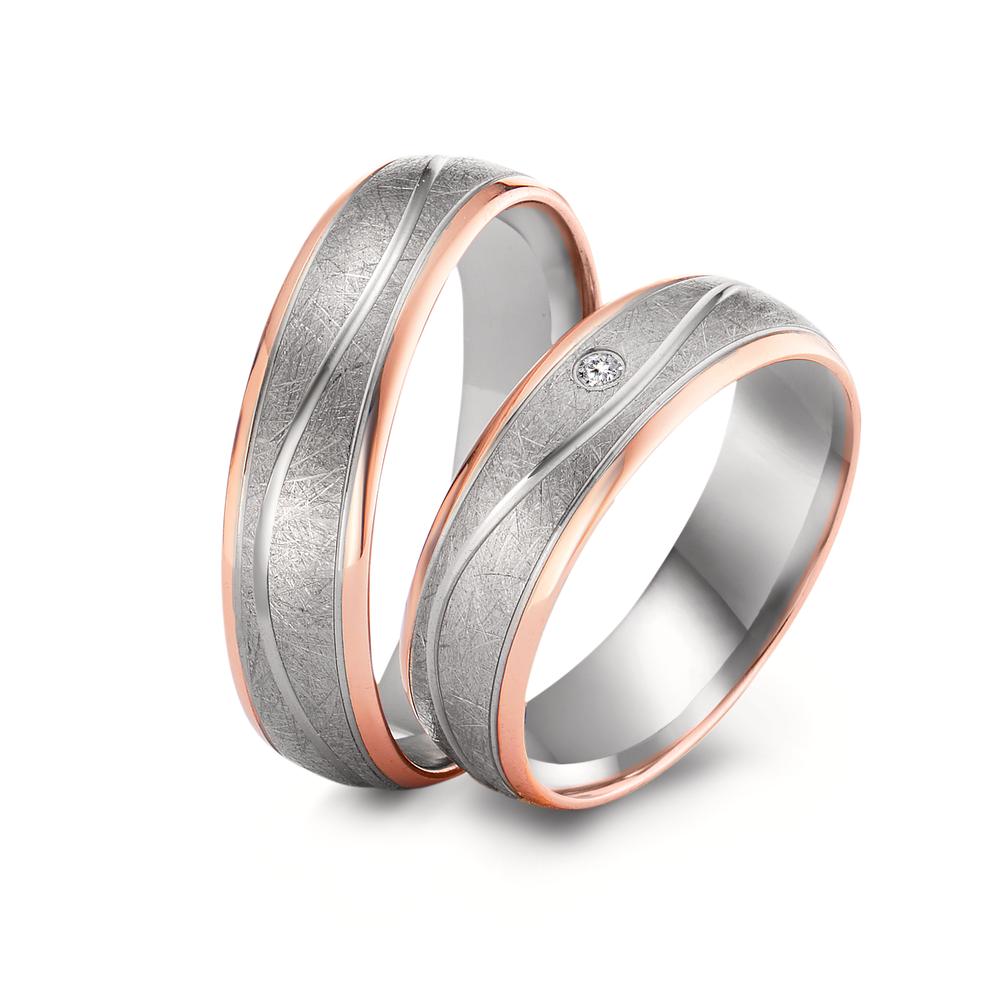 Anillo de pareja 750/oro rojo de 18 quilates, 500 paladio