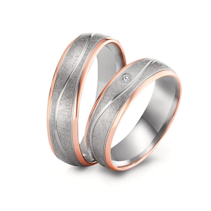 Anillo de pareja 750/oro rojo de 18 quilates, 500 paladio Diamante 0.02 ct, w-si