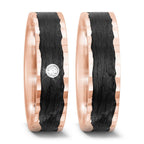 Anillo de pareja oro rosa de 585/14 kt, Carbón