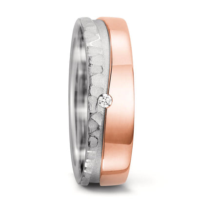 Anillo de pareja 750/oro blanco de 18 quilates, 750/oro rosa de 18 quilates Diamante 0.02 ct, tw-si