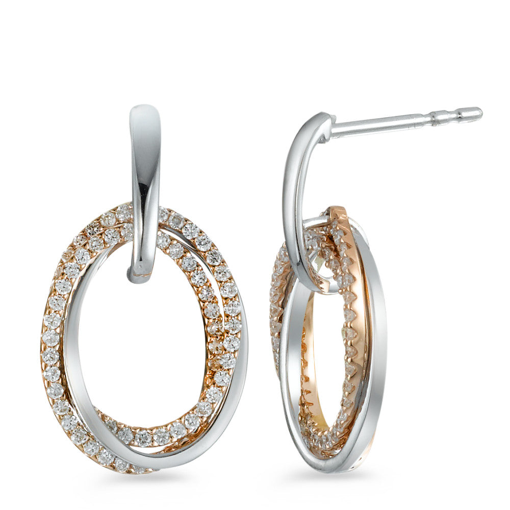 Pendientes 750/oro rojo de 18 quilates, 750/oro blanco de 18 quilates Diamante 0.44 ct, 118 piedras, [Brillant], w-si