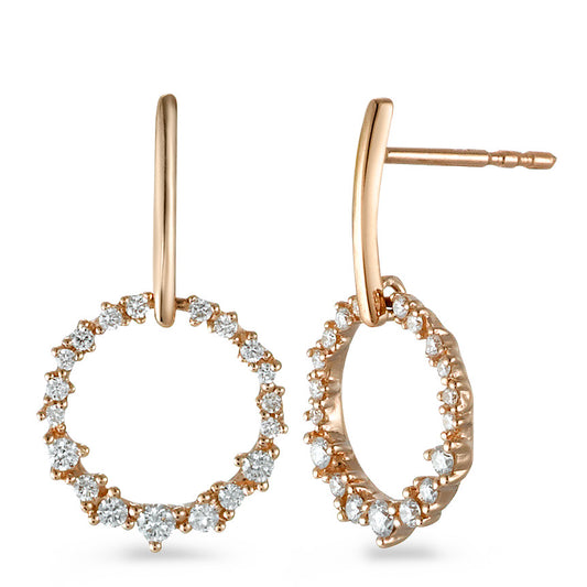 Pendientes 750/oro rojo de 18 quilates Diamante 0.30 ct, 38 piedras, [Brillant], w-si Ø11 mm