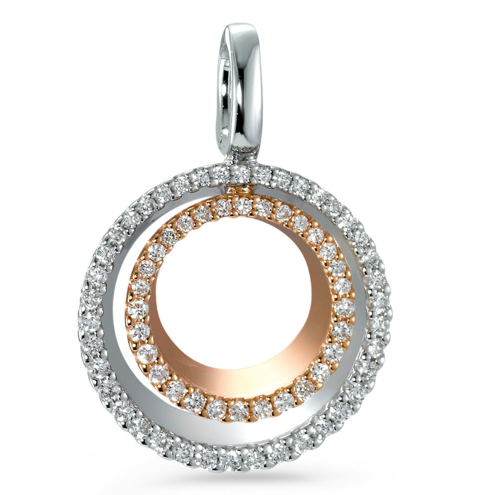 Colgante 750/oro rojo de 18 quilates, 750/oro blanco de 18 quilates Diamante 0.37 ct, 70 piedras, [Brillant], w-si Ø17 mm