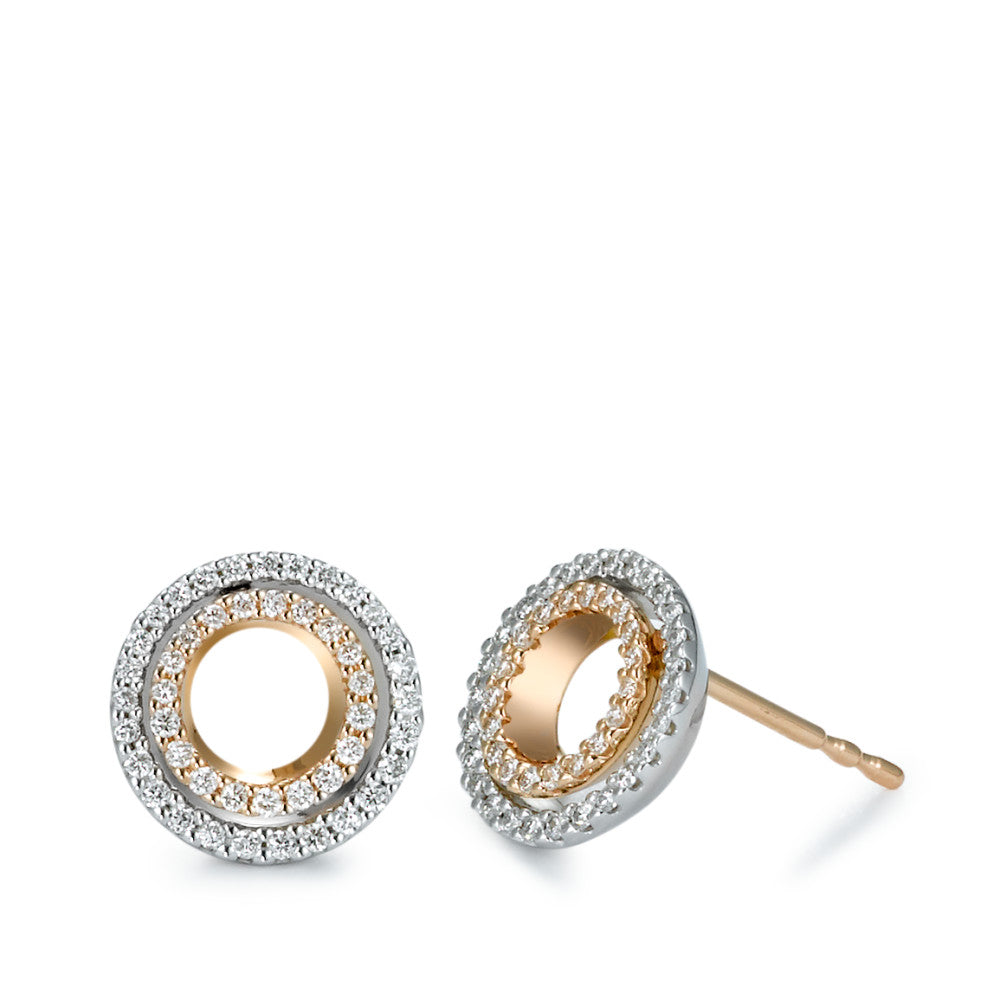 Pendientes 750/oro rojo de 18 quilates, 750/oro blanco de 18 quilates Diamante 0.32 ct, 92 piedras, [Brillant], w-si Ø10 mm