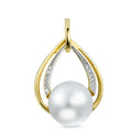 Colgante 750/oro amarillo de 18 quilates Diamante 0.05 ct, 12 piedras, [Brillant], w-si Perla cultivada de agua dulce blanco, 10.5 mm