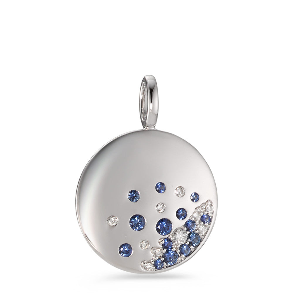 Colgante 750/oro blanco de 18 quilates Zafiro 14 piedras, Diamante 0.10 ct, 10 piedras, w-si