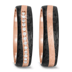 Anillo de pareja oro rosa de 585/14 kt, Carbón Diamante 0.091 ct, 13 piedras, tw-si