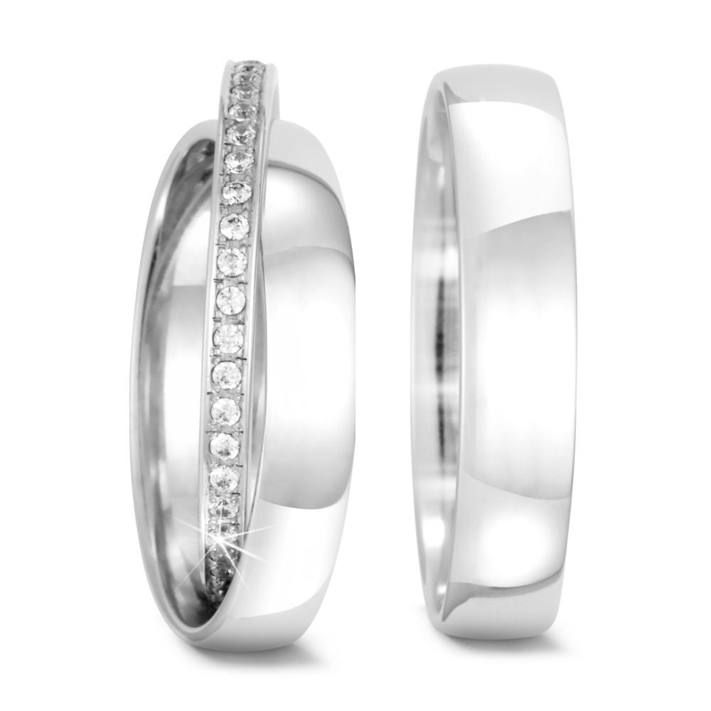 Anillo de pareja 750/oro blanco de 18 quilates