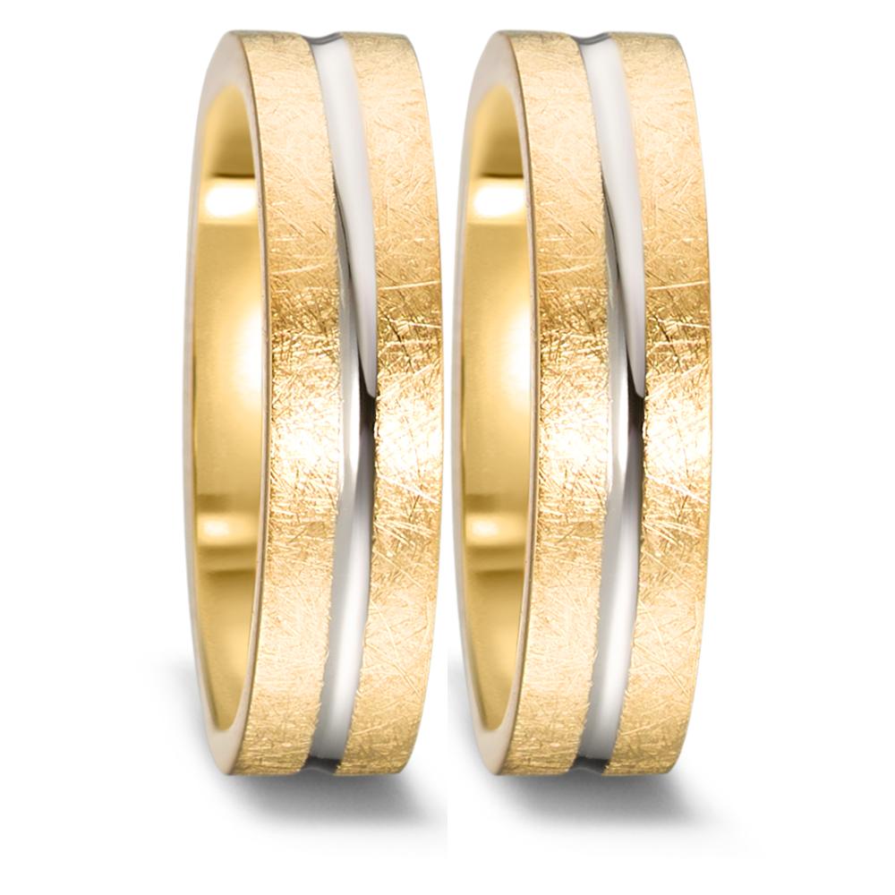 Anillo de pareja 750/oro amarillo de 18 quilates, 750/oro blanco de 18 quilates
