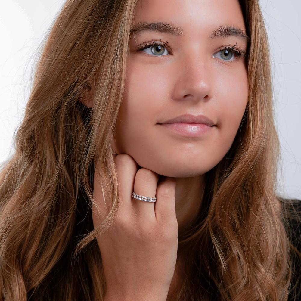 Anillo de dedo Plata Circonita Rodio plateado