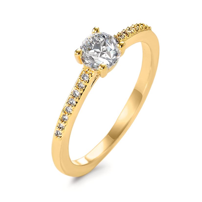 Anillo solitario Bronce Circonita 17 piedras chapado en oro de 3 micras Ø5 mm