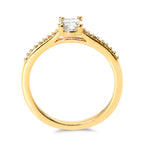 Anillo solitario Bronce Circonita 17 piedras chapado en oro de 3 micras Ø5 mm