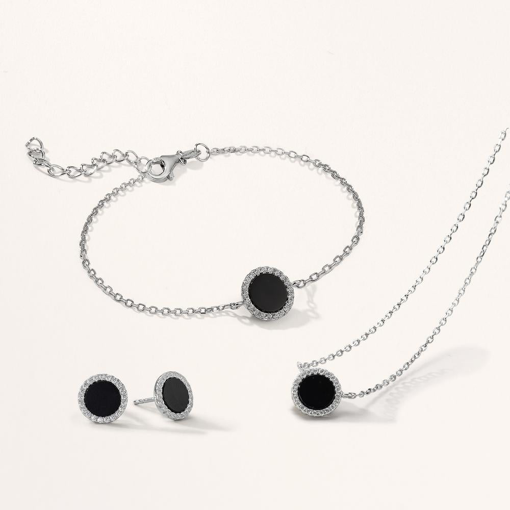 Collar Plata Ónix Rodio plateado 40-45 cm Ø10 mm