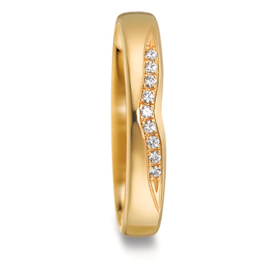 Anillo de pareja 750/oro amarillo de 18 quilates Diamante 0.045 ct, 9 piedras, tw-vsi